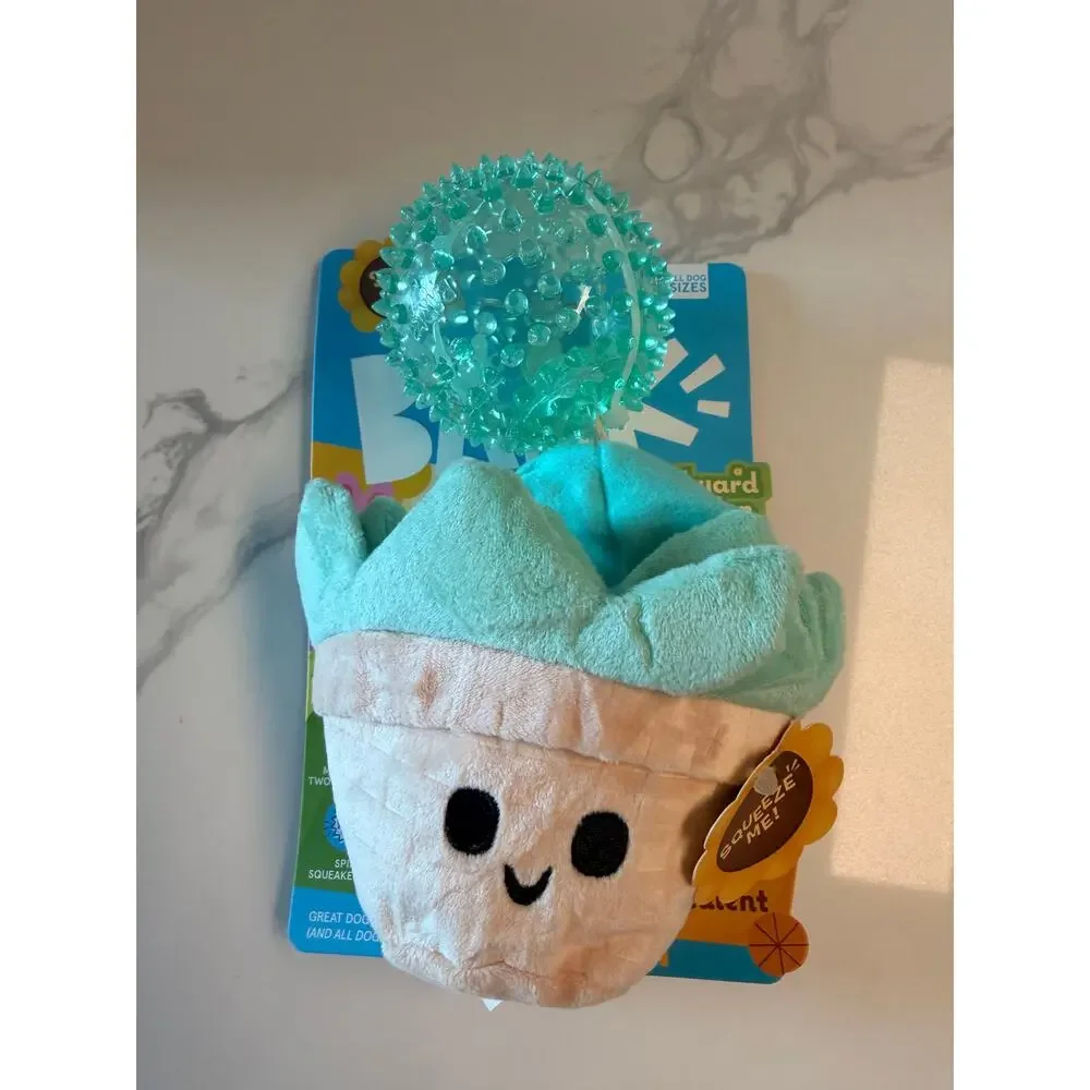 BARK Barkyard Garden Suki Succulent Dog Toy Plush Spiky Squeaker Ball NWT